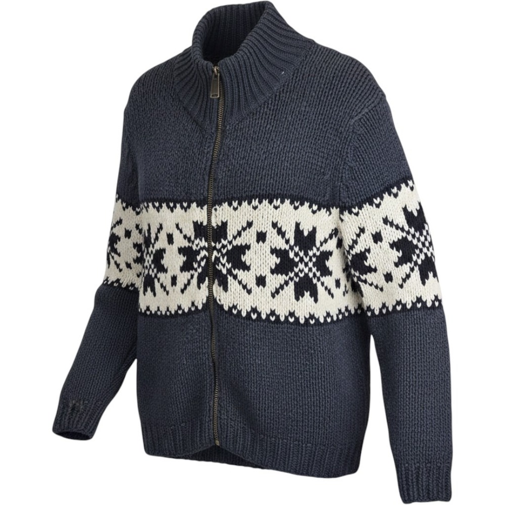 Gap Mens Wool Blend Full Zip Cardigan Small Preppy Fair Isle Bohemian Nordic